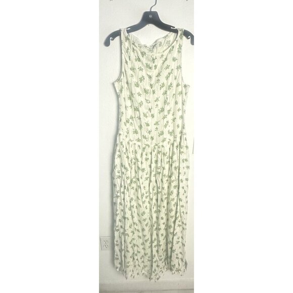ASOS DESIGN slash neck button down dropped waist maxi dress green floral 6 New - Picture 3 of 16